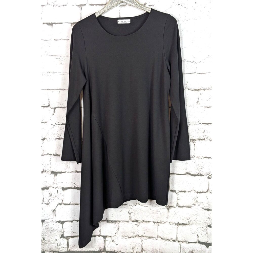 bryn WALKER Asymmetrical Tunic Minimalist Artwear Lagenlook Stretch Knit Medium
